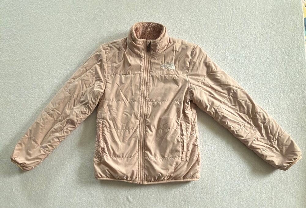 The North Face Girls Reversible Mossbud Swirl Fleece Jacket Pink Size L 12